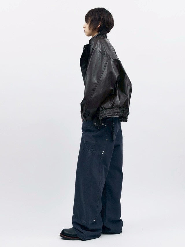 【AAKAM】Dad Leather Jacket