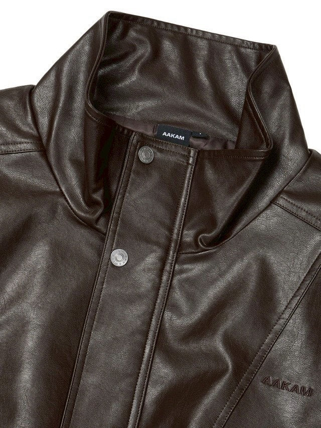 【AAKAM】Dad Leather Jacket
