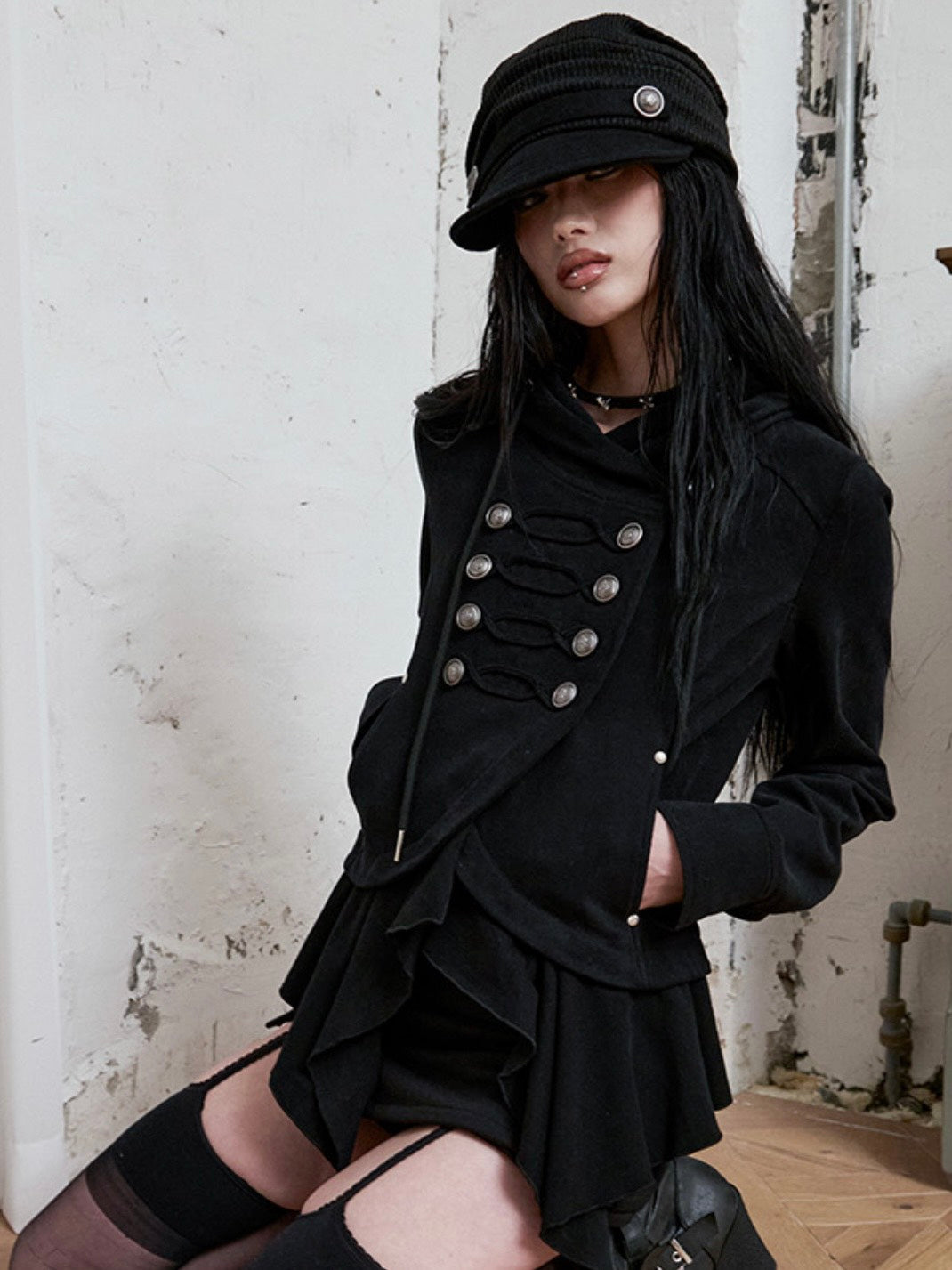 【NOT KNOWING】Layered Napoleon Hood Jacket