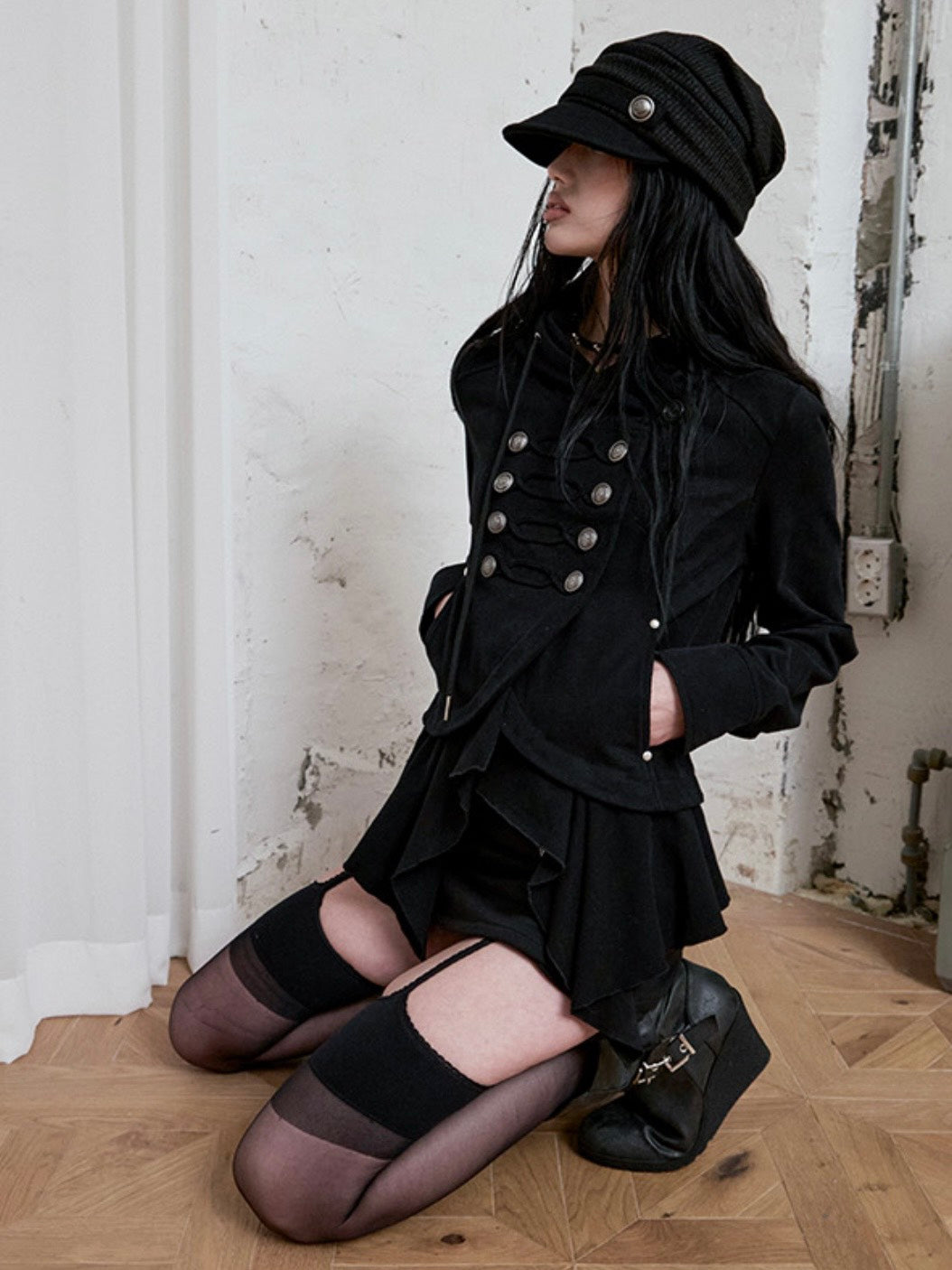 【NOT KNOWING】Layered Napoleon Hood Jacket