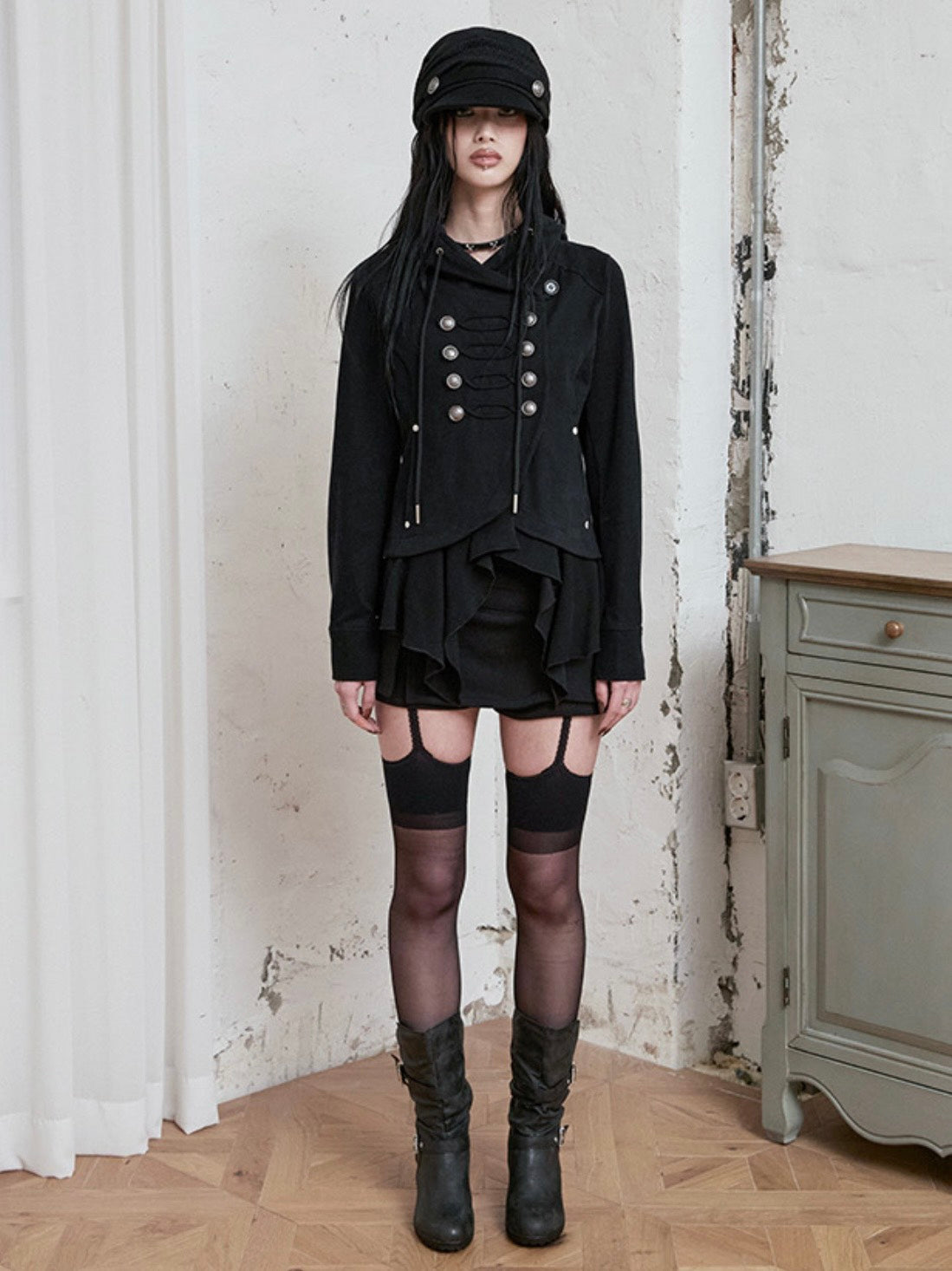 【NOT KNOWING】Layered Napoleon Hood Jacket