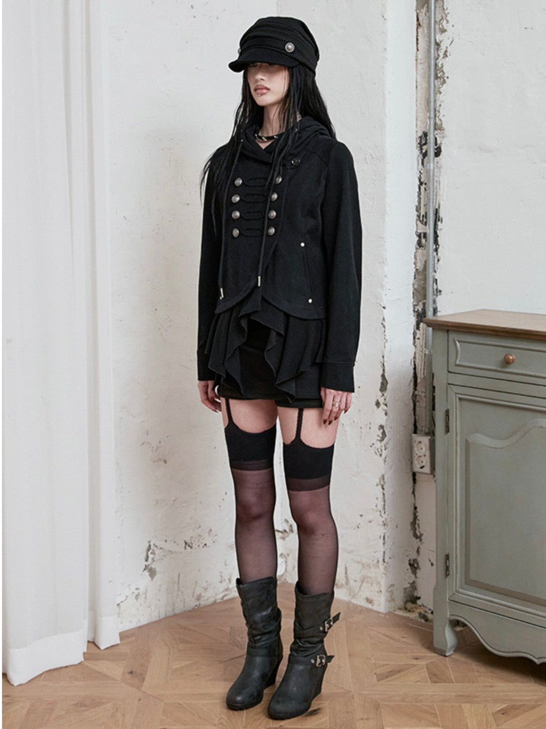 【NOT KNOWING】Layered Napoleon Hood Jacket