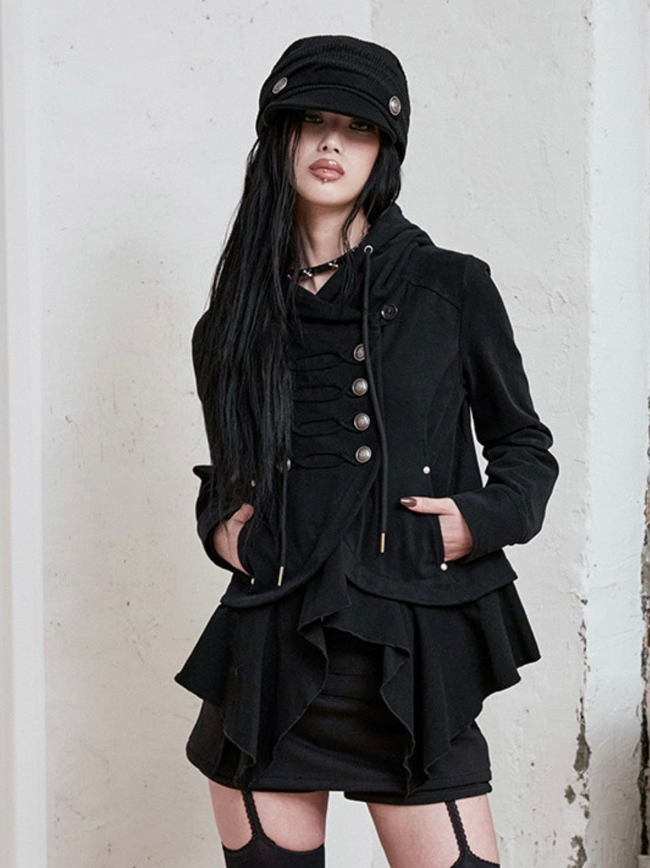 【NOT KNOWING】Layered Napoleon Hood Jacket