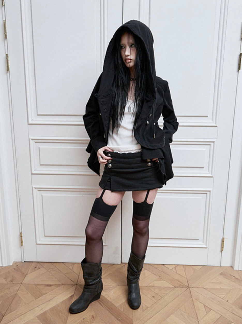 【NOT KNOWING】Layered Napoleon Hood Jacket