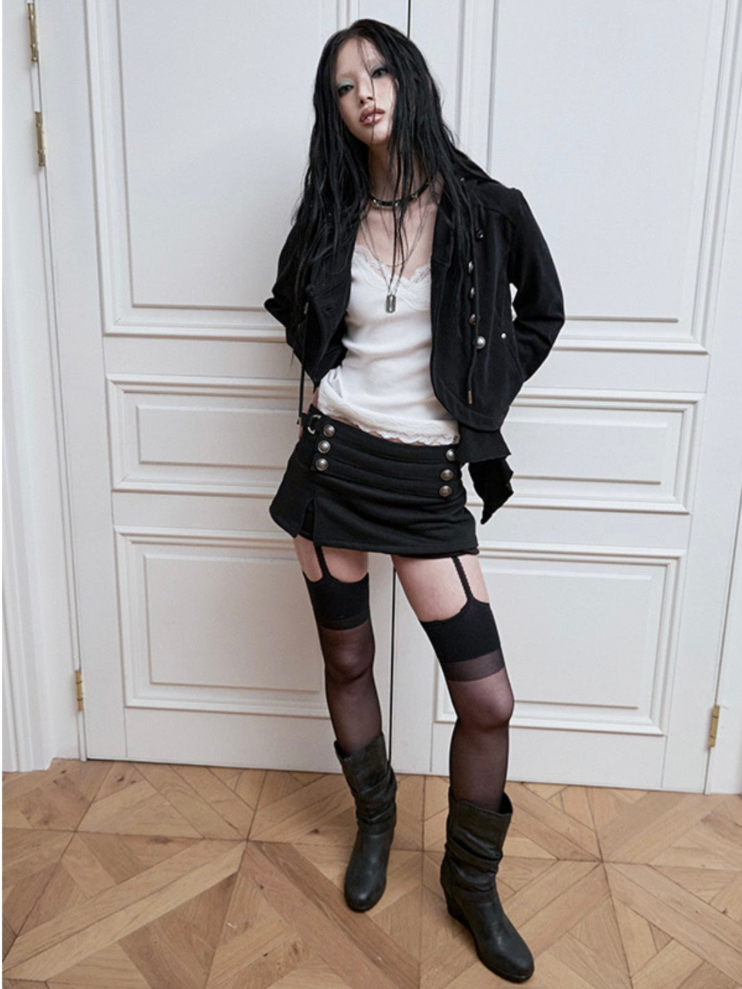 【NOT KNOWING】Layered Napoleon Hood Jacket