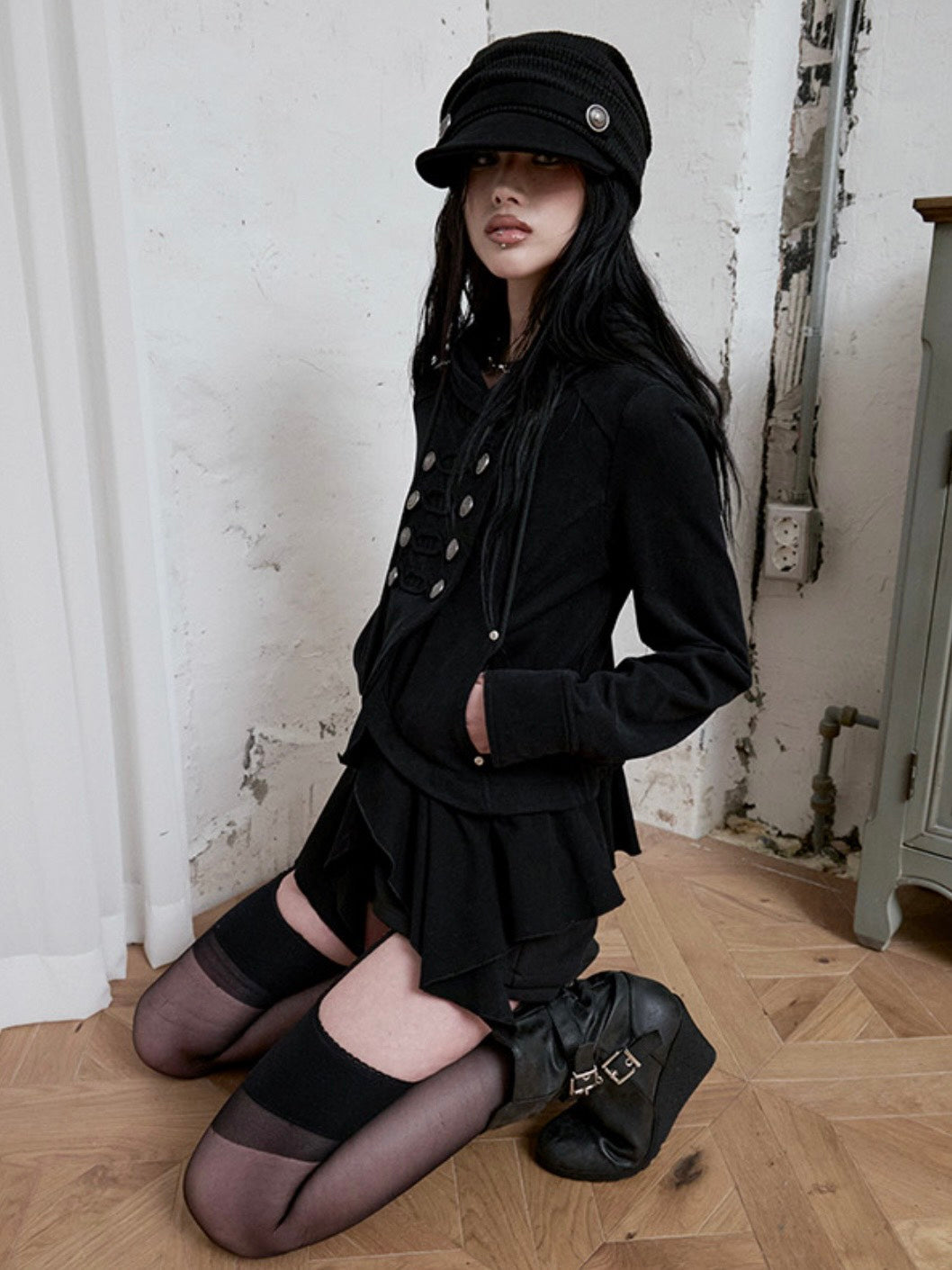 【NOT KNOWING】Layered Napoleon Hood Jacket