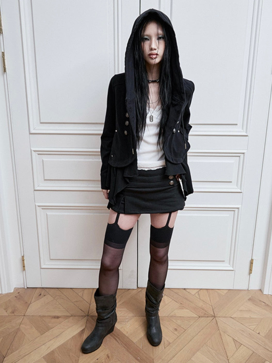 【NOT KNOWING】Layered Napoleon Hood Jacket