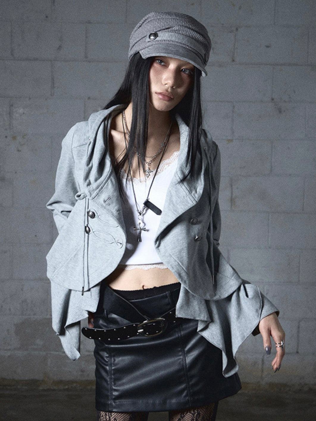 【NOT KNOWING】Layered Napoleon Hood Jacket