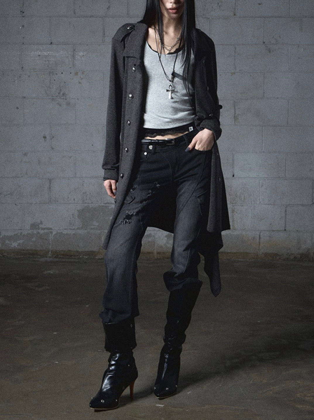 【NOT KNOWING】Double Button Jersey Cardigan