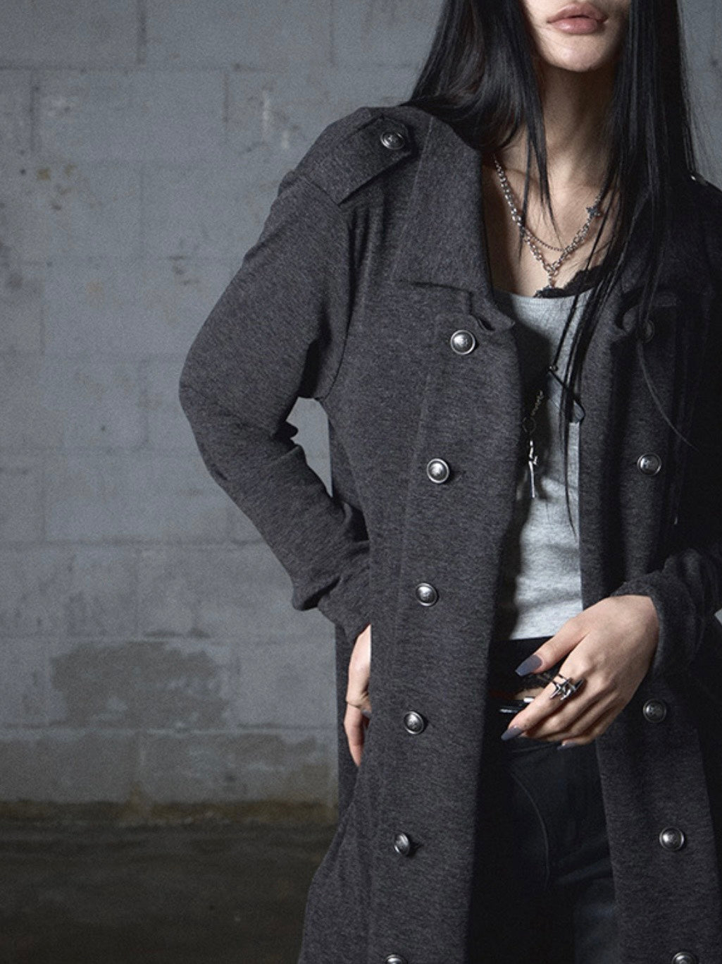 【NOT KNOWING】Double Button Jersey Cardigan