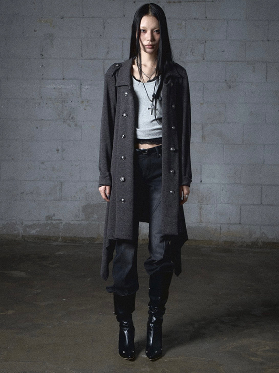 【NOT KNOWING】Double Button Jersey Cardigan