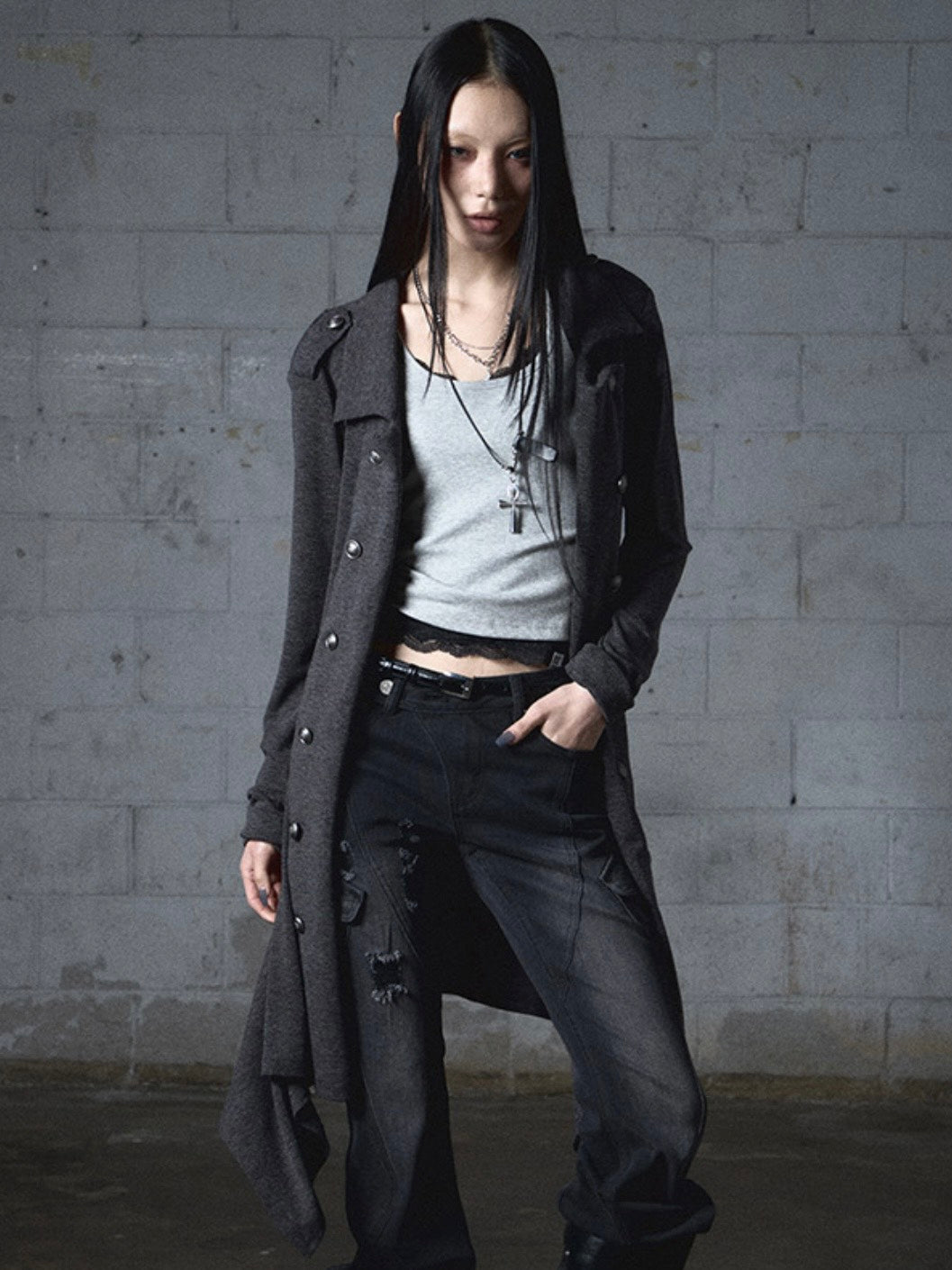 【NOT KNOWING】Double Button Jersey Cardigan