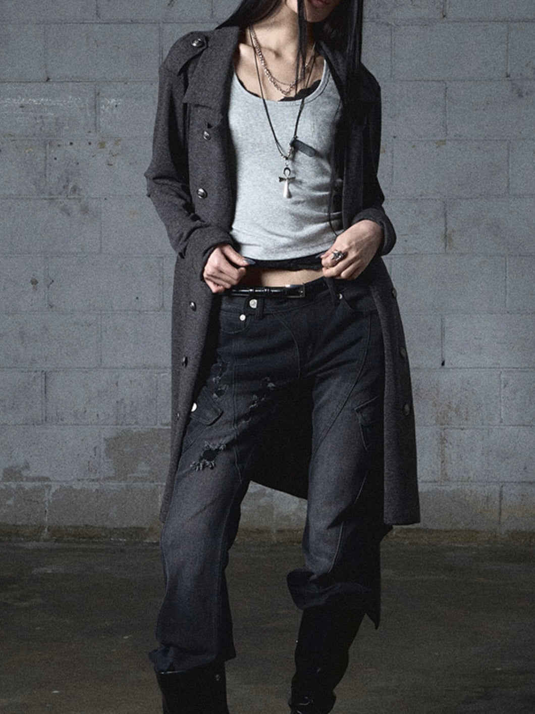 【NOT KNOWING】Double Button Jersey Cardigan