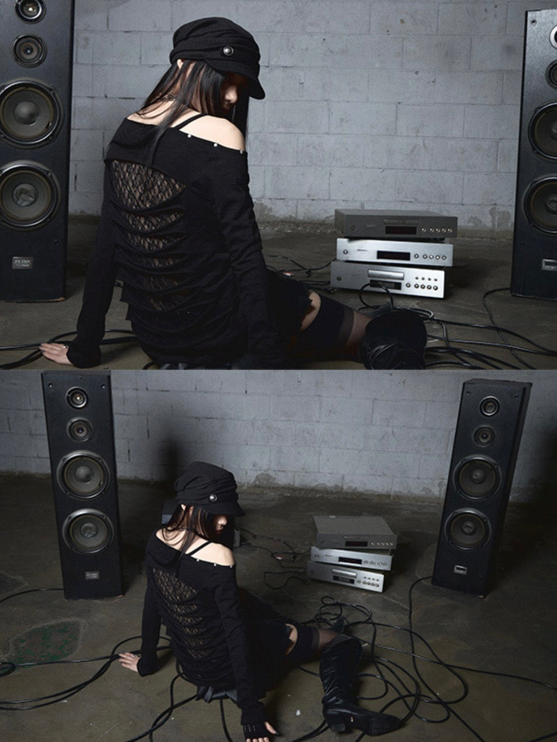 【NOT KNOWING】Destroyed Back Lace Top