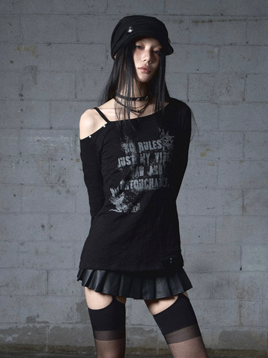 【NOT KNOWING】Destroyed Back Lace Top
