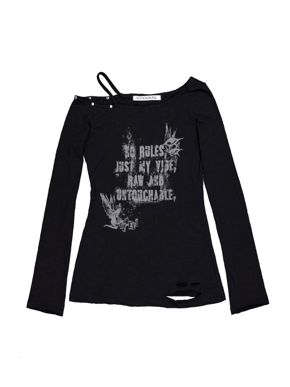 【NOT KNOWING】Destroyed Back Lace Top