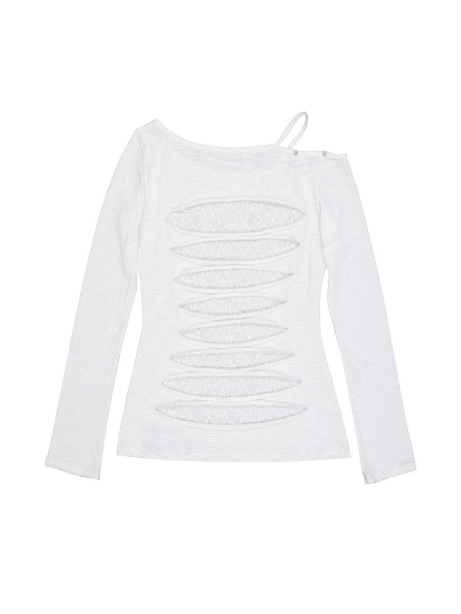 【NOT KNOWING】Destroyed Back Lace Top