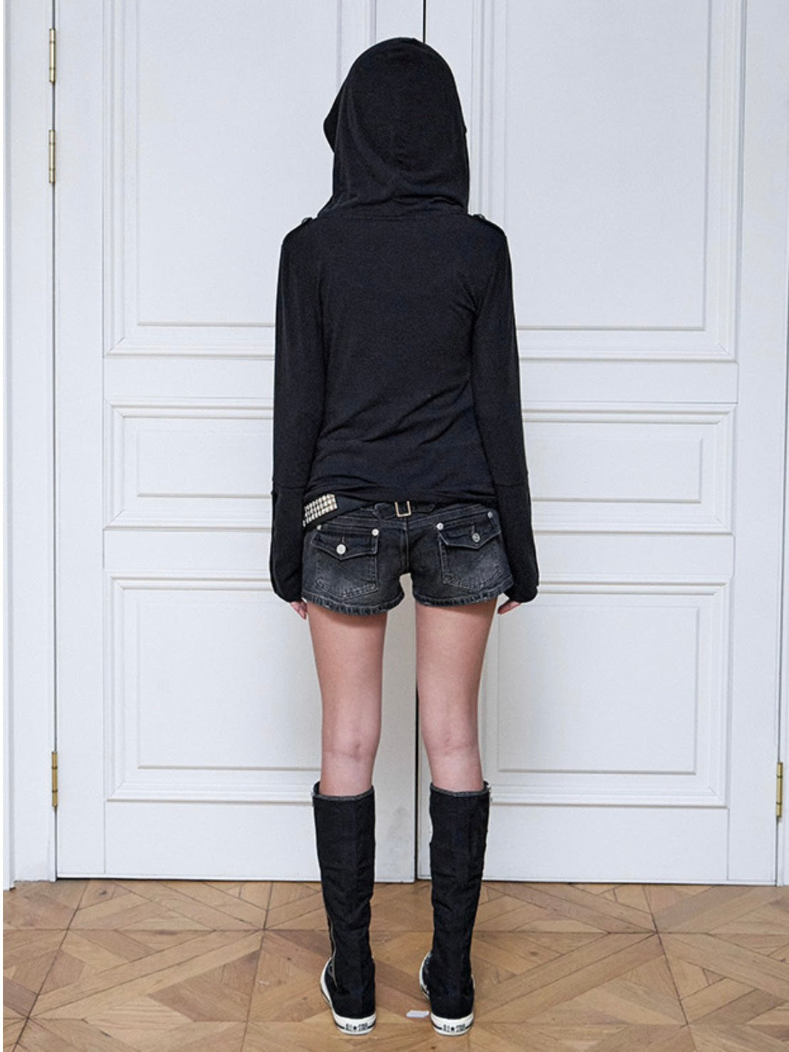 【NOT KNOWING】Mili Drape Cowl Hoodie