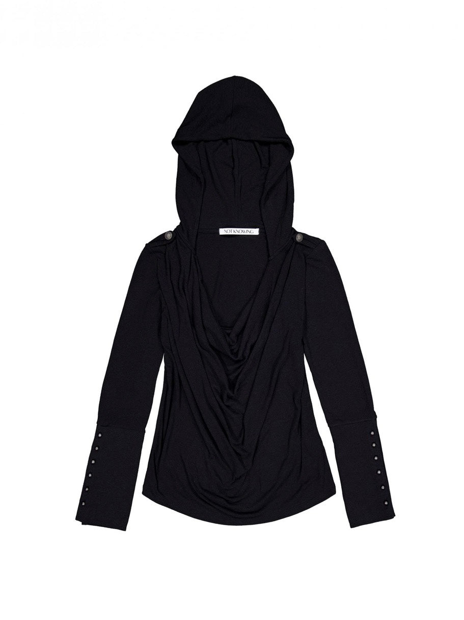 【NOT KNOWING】Mili Drape Cowl Hoodie
