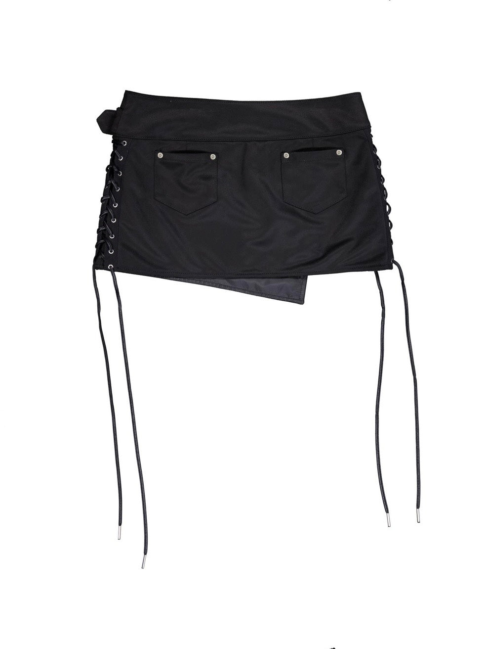 【NOT KNOWING】Stud Lace-Up Wrap Skirt