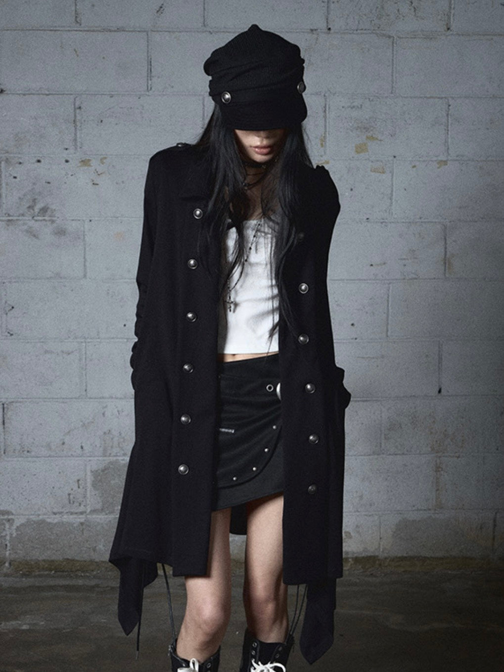 【NOT KNOWING】Draped Button Knit Cap