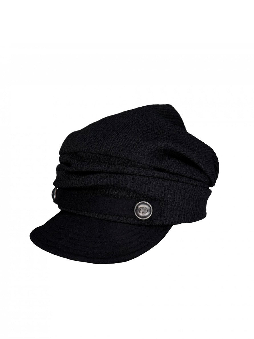 【NOT KNOWING】Draped Button Knit Cap