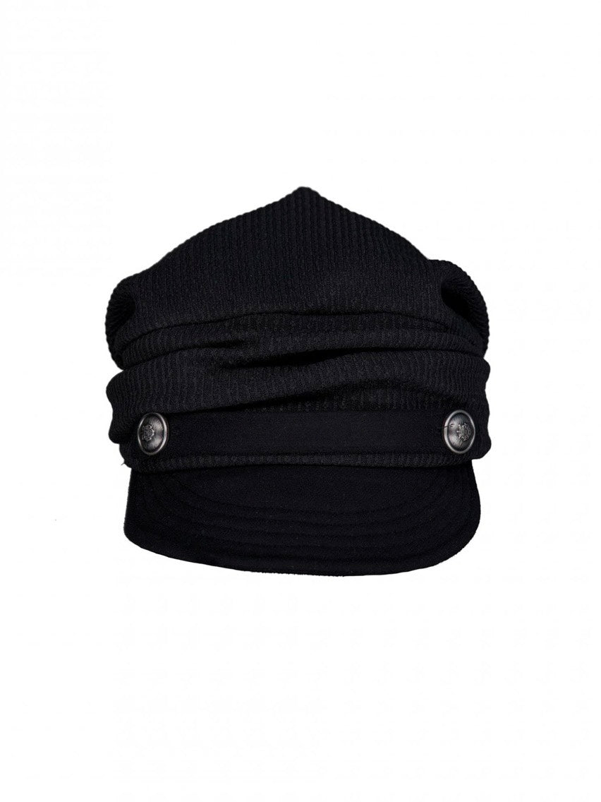 【NOT KNOWING】Draped Button Knit Cap