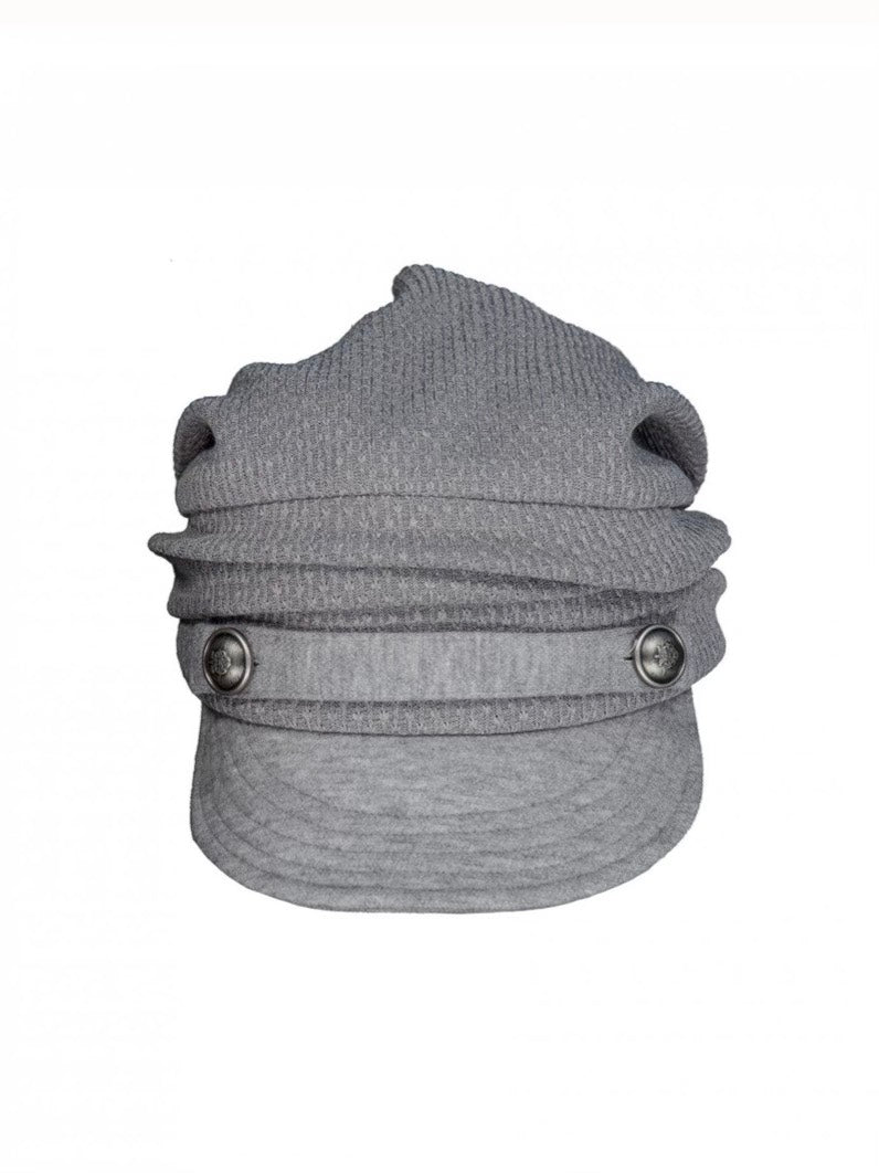 【NOT KNOWING】Draped Button Knit Cap