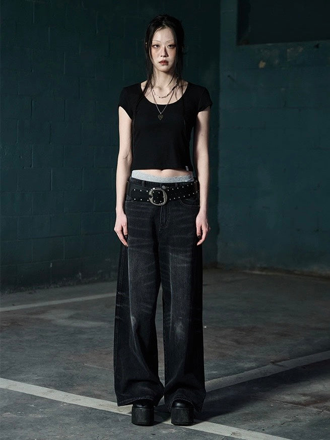 【NOT KNOWING】Scoop Neck Tee