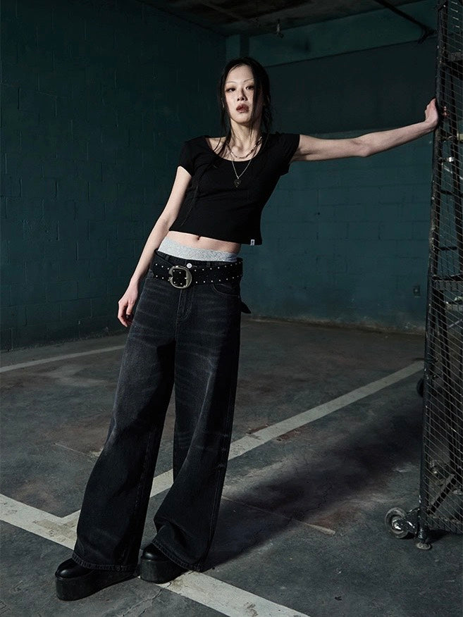 【NOT KNOWING】Scoop Neck Tee