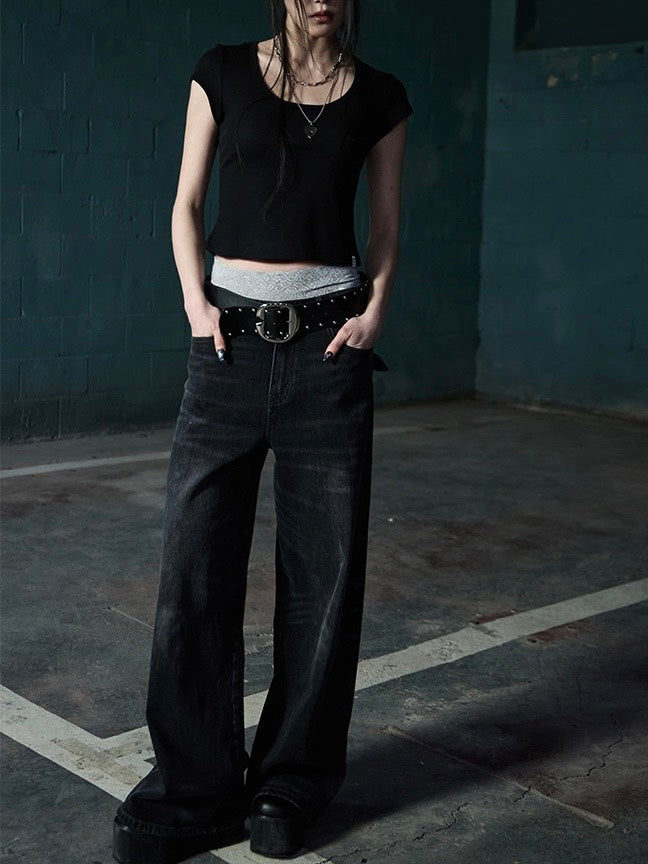 【NOT KNOWING】Scoop Neck Tee