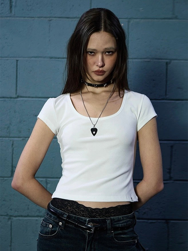 【NOT KNOWING】Scoop Neck Tee