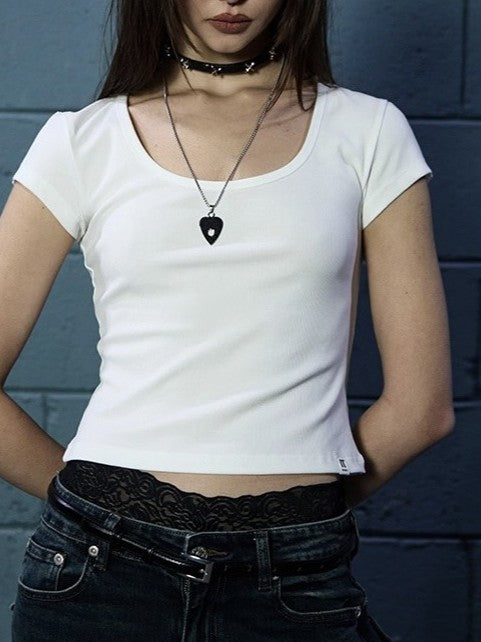 【NOT KNOWING】Scoop Neck Tee