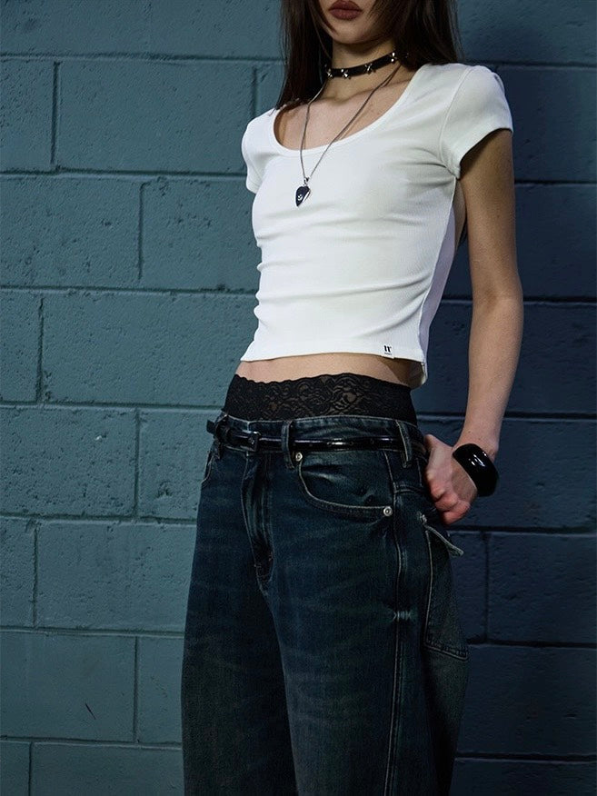 【NOT KNOWING】Scoop Neck Tee