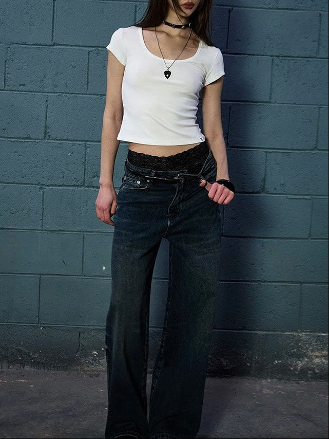 【NOT KNOWING】Scoop Neck Tee