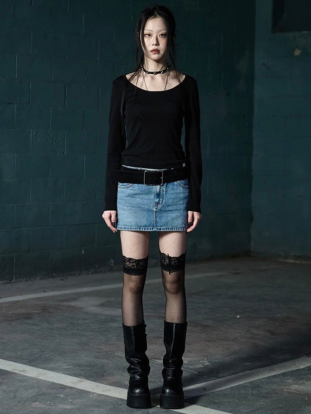 【NOT KNOWING】Scoop Neck L/S Tee