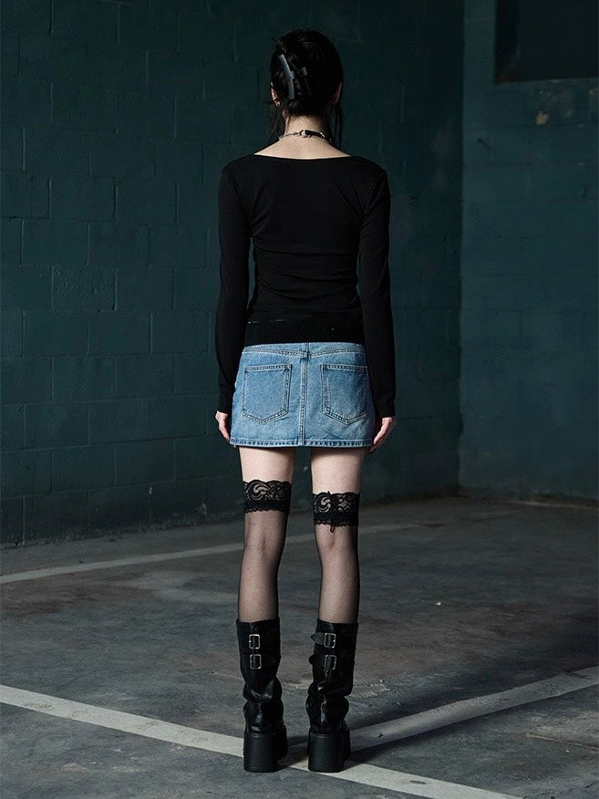 【NOT KNOWING】Scoop Neck L/S Tee