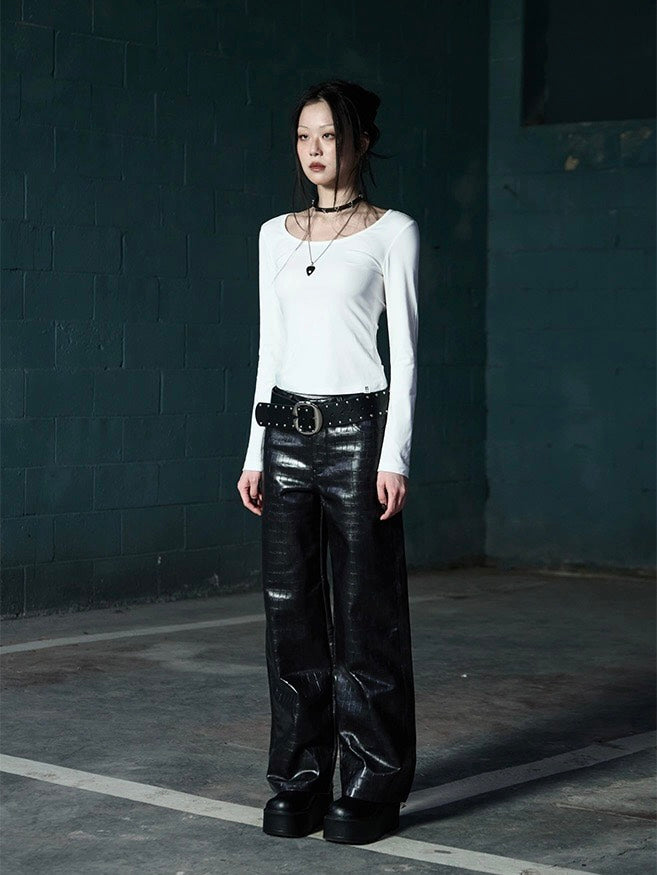 【NOT KNOWING】Scoop Neck L/S Tee