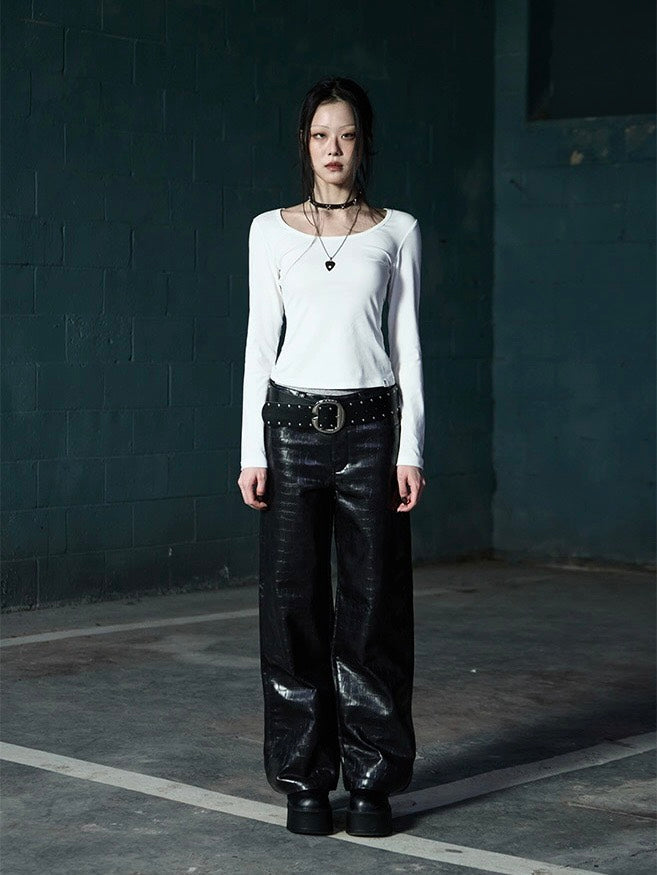 【NOT KNOWING】Scoop Neck L/S Tee