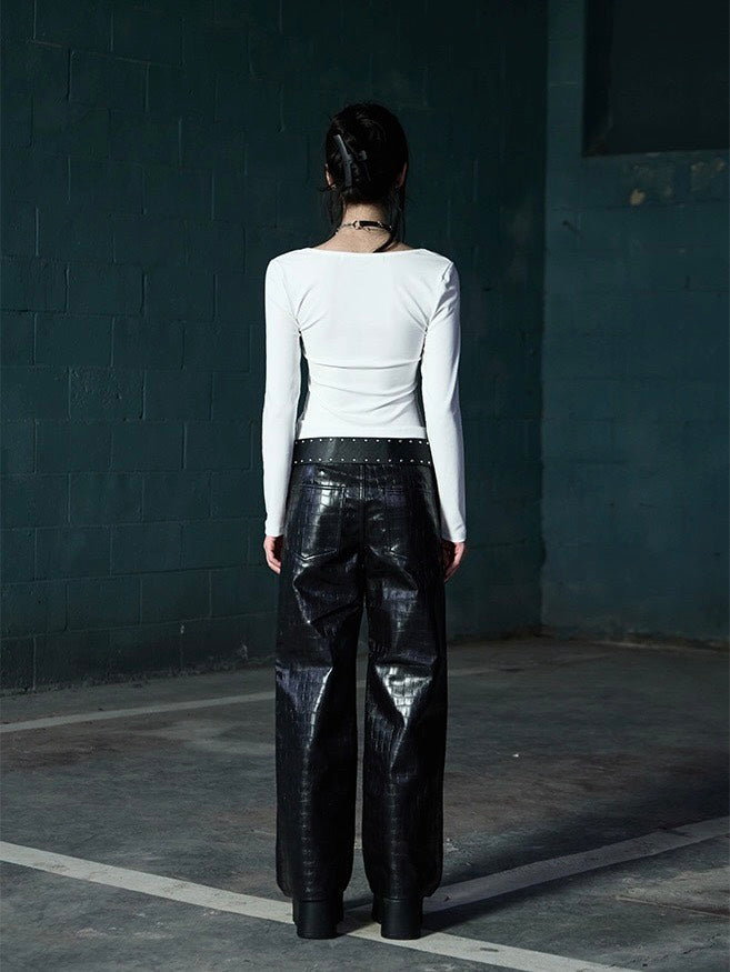 【NOT KNOWING】Scoop Neck L/S Tee