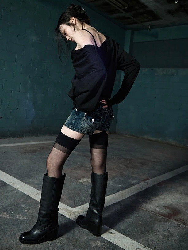 【NOT KNOWING】Deep Cowl Neck Sweatshirt