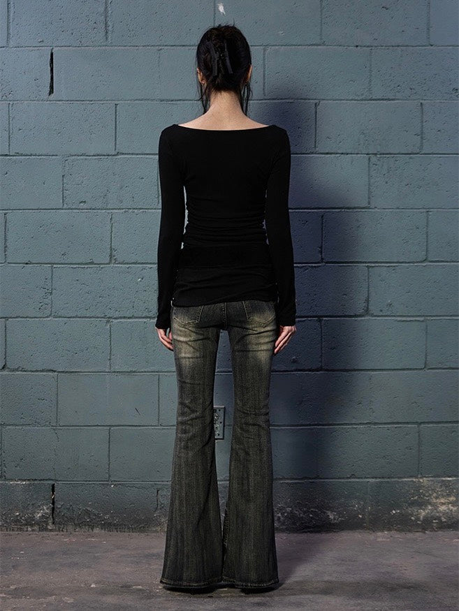 【NOT KNOWING】Strap Shirring Top