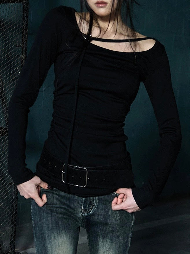 【NOT KNOWING】Strap Shirring Top