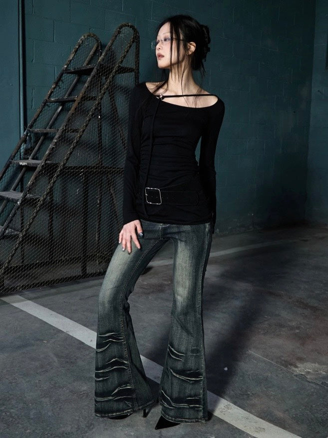 【NOT KNOWING】Strap Shirring Top