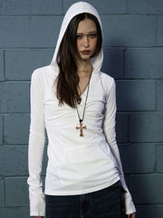 【NOT KNOWING】Button Up Shirring Hoodie