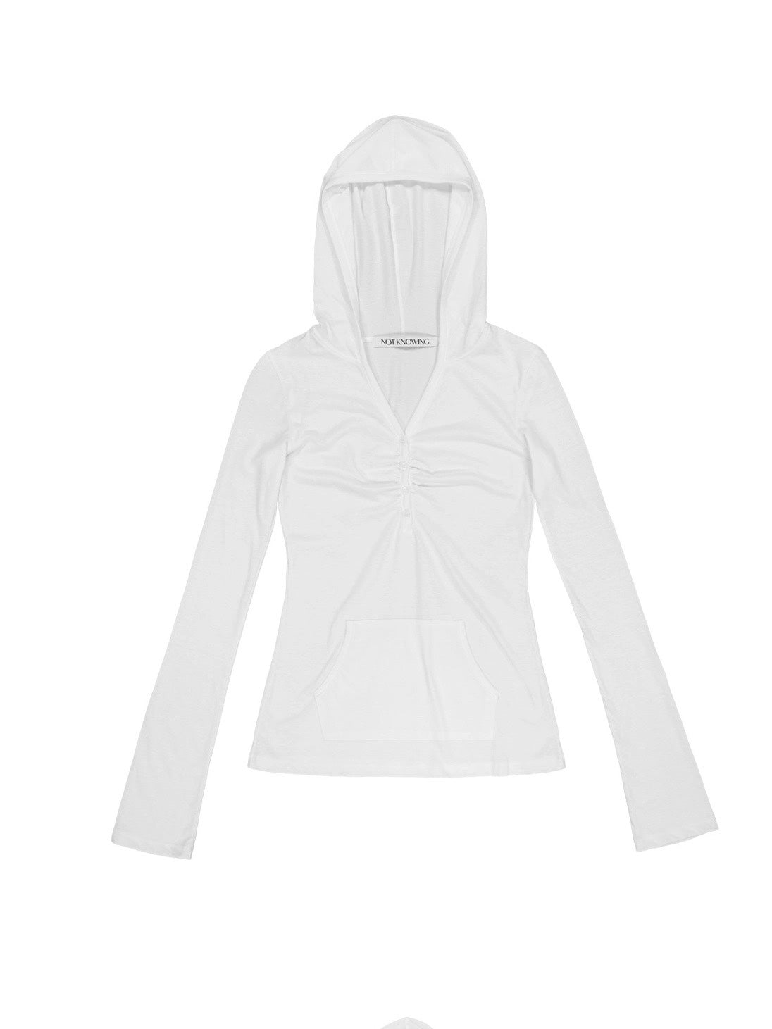 【NOT KNOWING】Button Up Shirring Hoodie