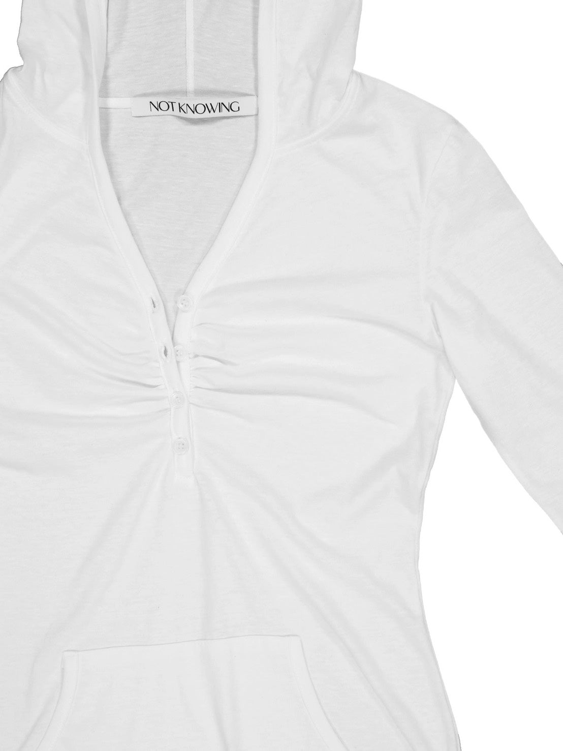 【NOT KNOWING】Button Up Shirring Hoodie