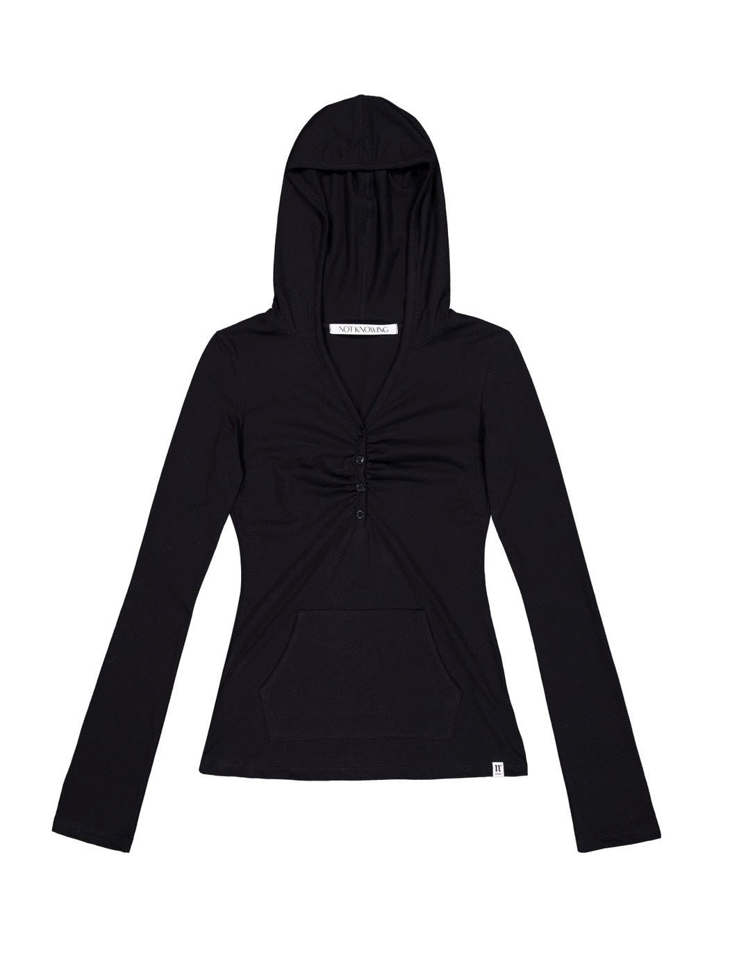 【NOT KNOWING】Button Up Shirring Hoodie