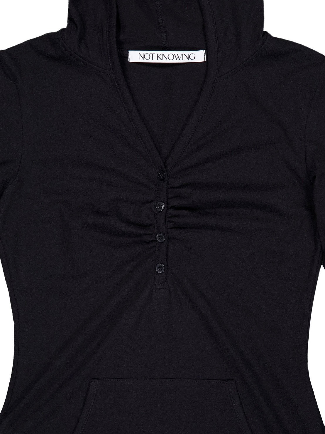 【NOT KNOWING】Button Up Shirring Hoodie