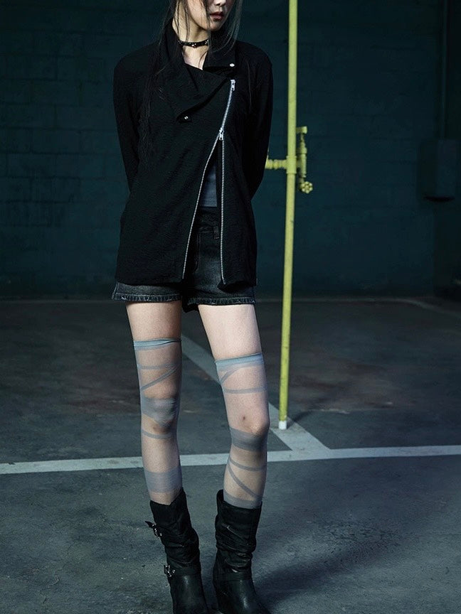 【NOT KNOWING】Drape Collar Zip Up